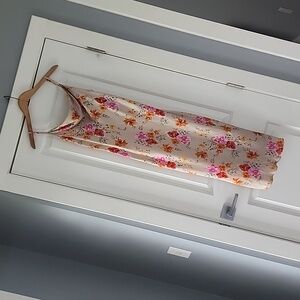 NWOT...BEBE tan floral print slip dress!